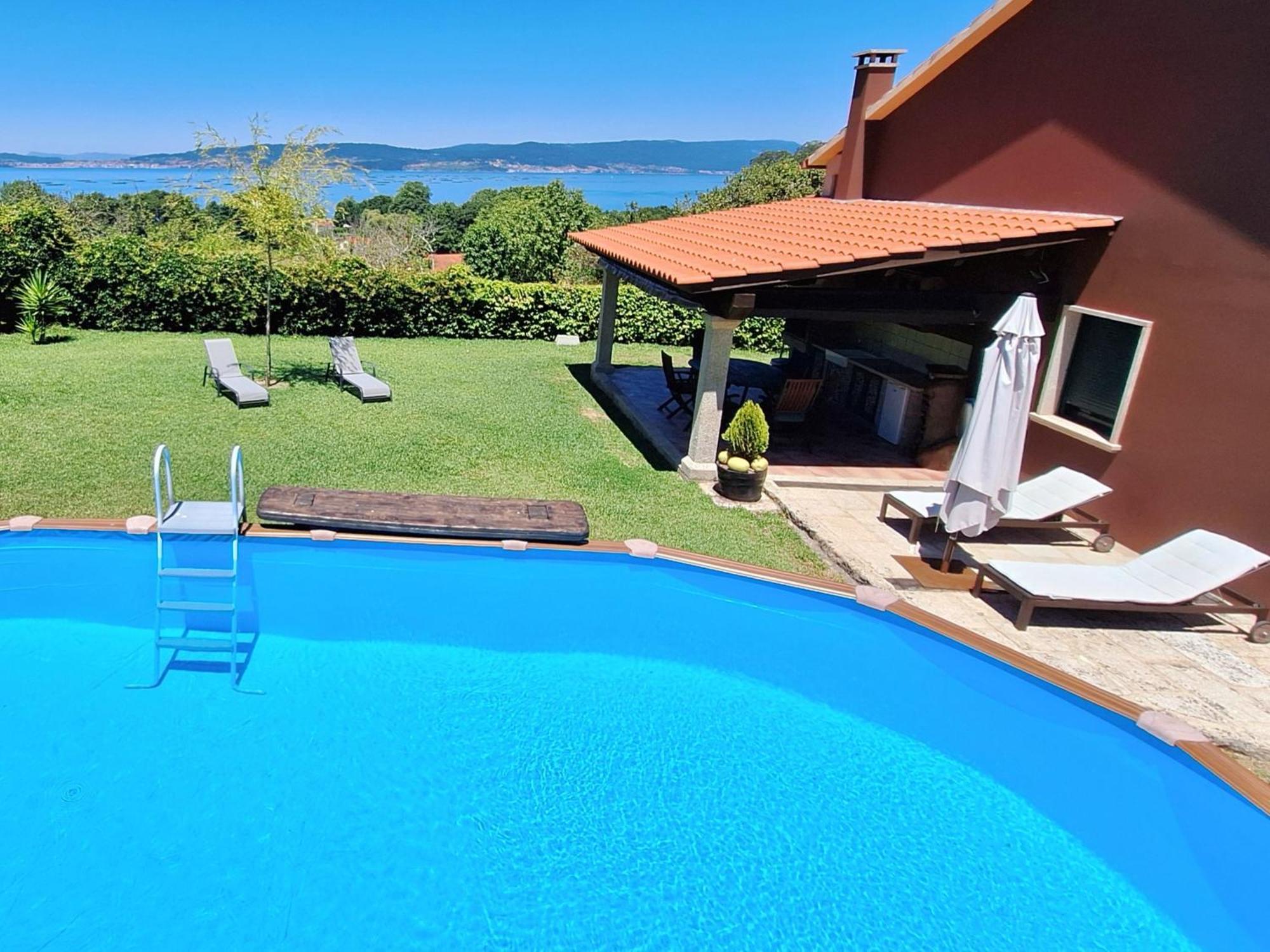Chalet Rural 400 M Playa Piscina Barbacoa Chimenea Bueu Exterior foto